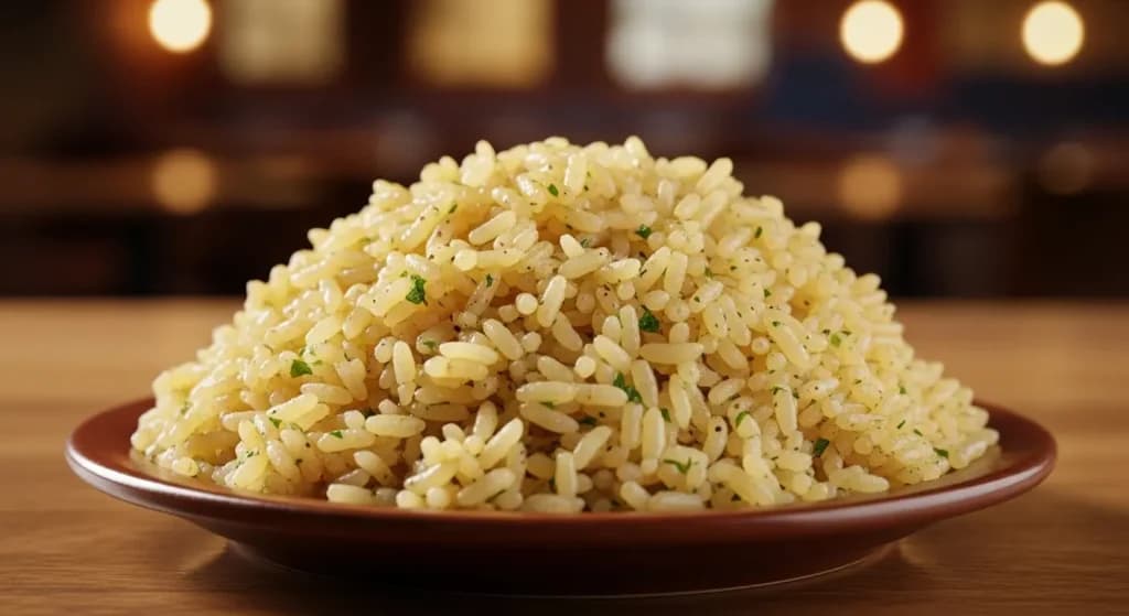 Texas Roadhouse seasoned rice side dish, the copycat version made with beef and chicken broth
