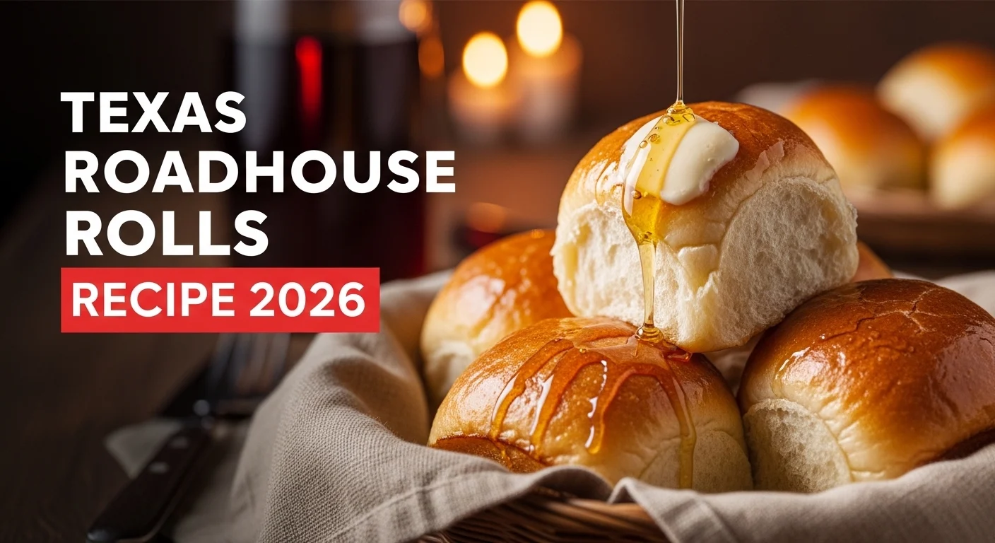 Texas Roadhouse fresh baked rolls recipe - copycat dinner rolls with honey cinnamon butter, soft fluffy golden brown bread