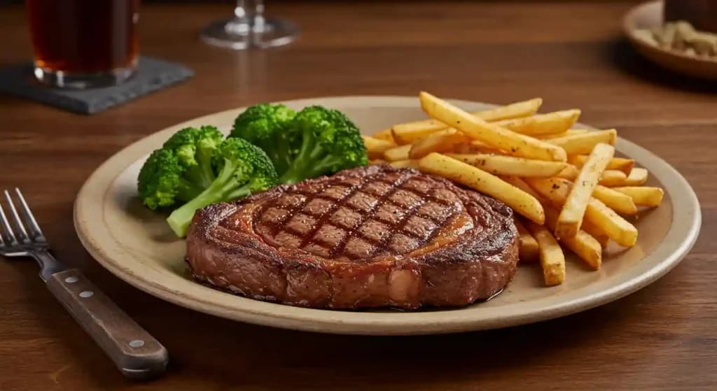 Texas Roadhouse Ft. Worth Ribeye hand-cut USDA Choice ribeye steak grilled over open flame 12oz and 16oz