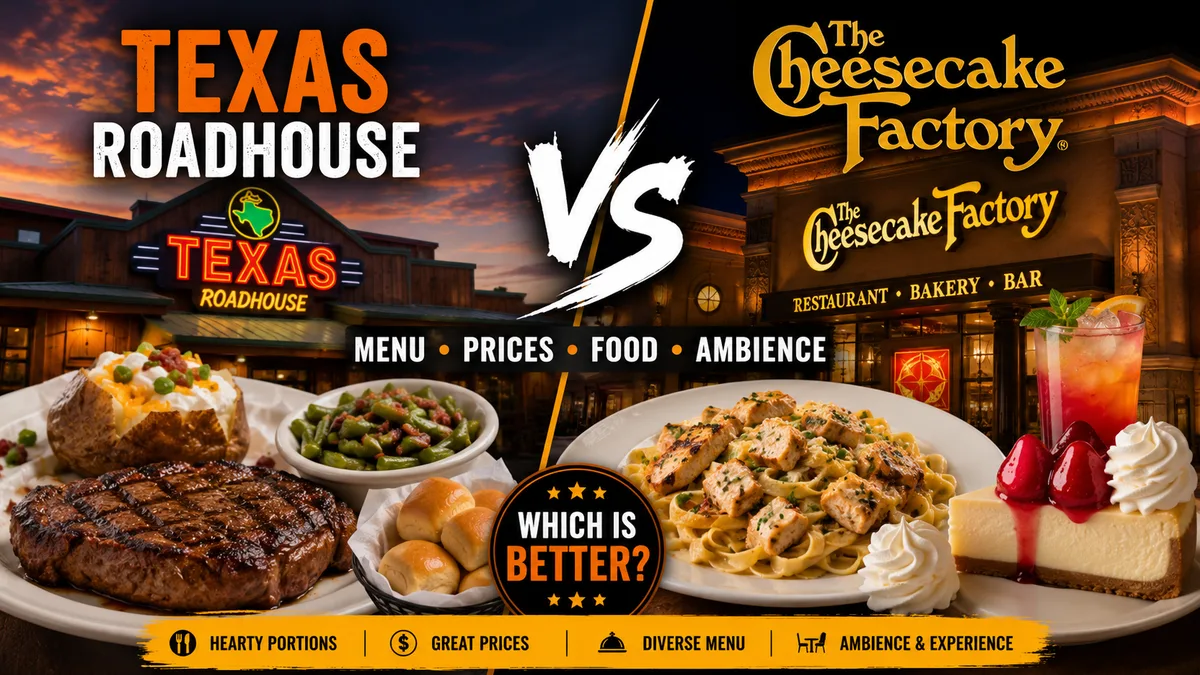 Texas Roadhouse vs Cheesecake Factory 2026: Price, Portions & Menu Compared